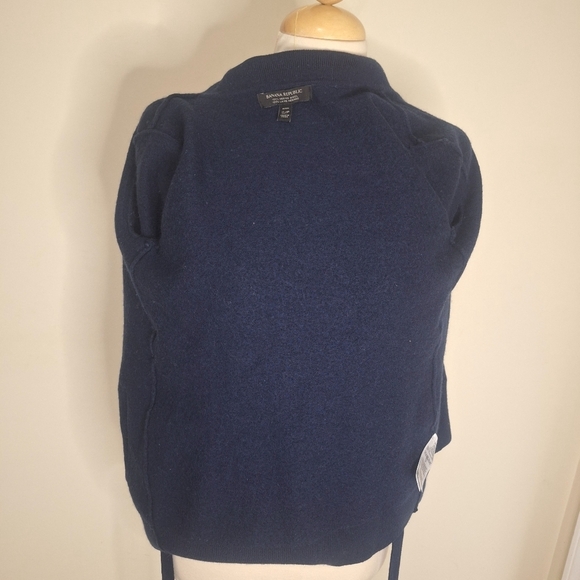 Banana Republic belted merino wool sweater blazer Prussion Blue SZ SP - Picture 7 of 9